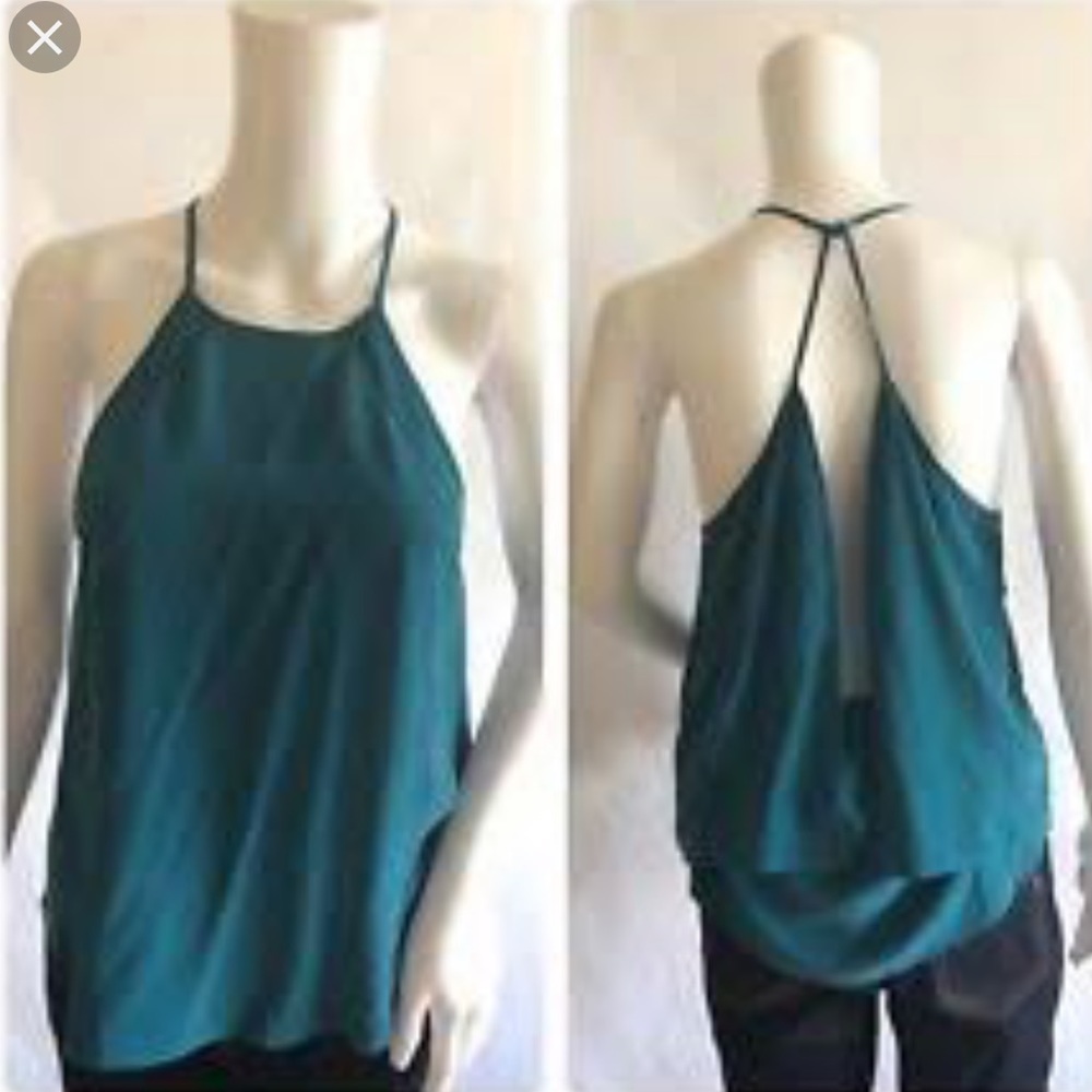 Lamade jewel silk top XS silk green blue